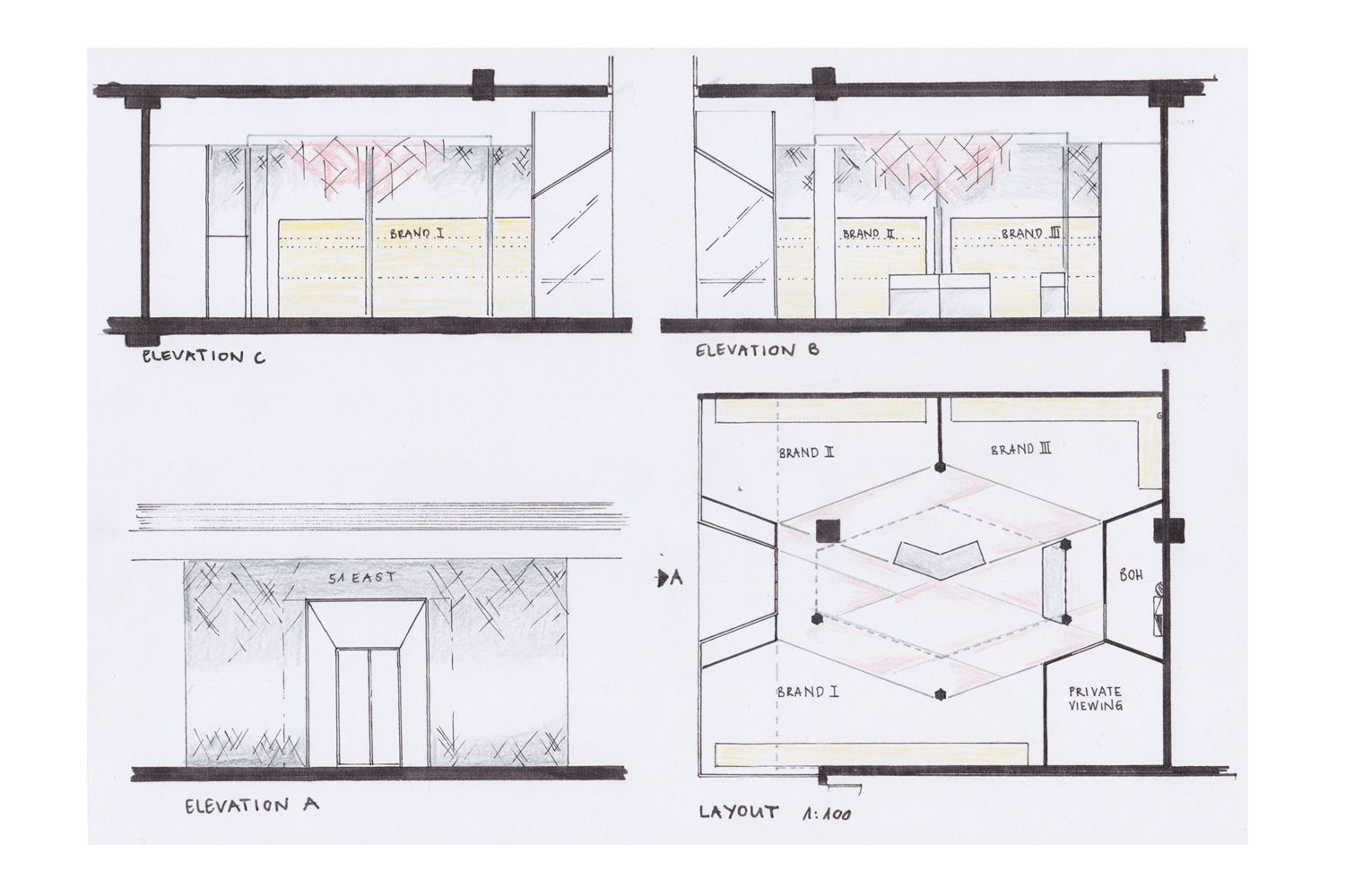 Skizze Multibrand Boutique V2 - Fifty One East - Innenarchitektur Design - DOBAS AG.jpg