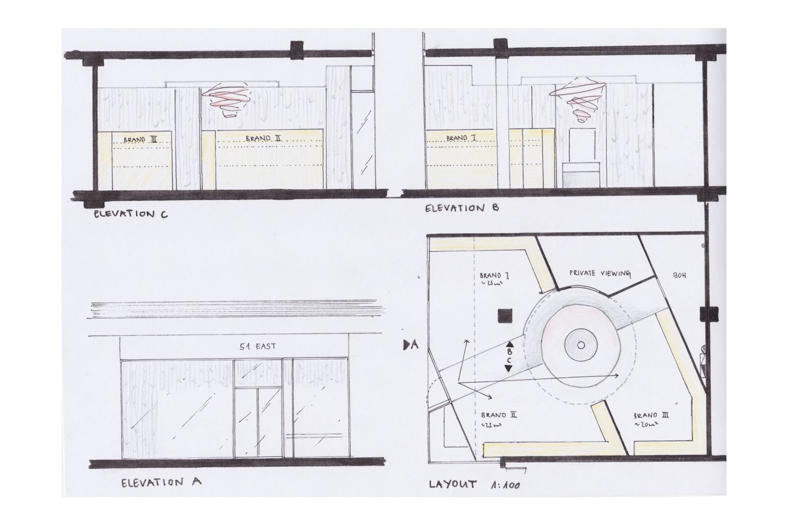 Skizze Multibrand Boutique V3 - Fifty One East - Innenarchitektur Design - DOBAS AG.jpg