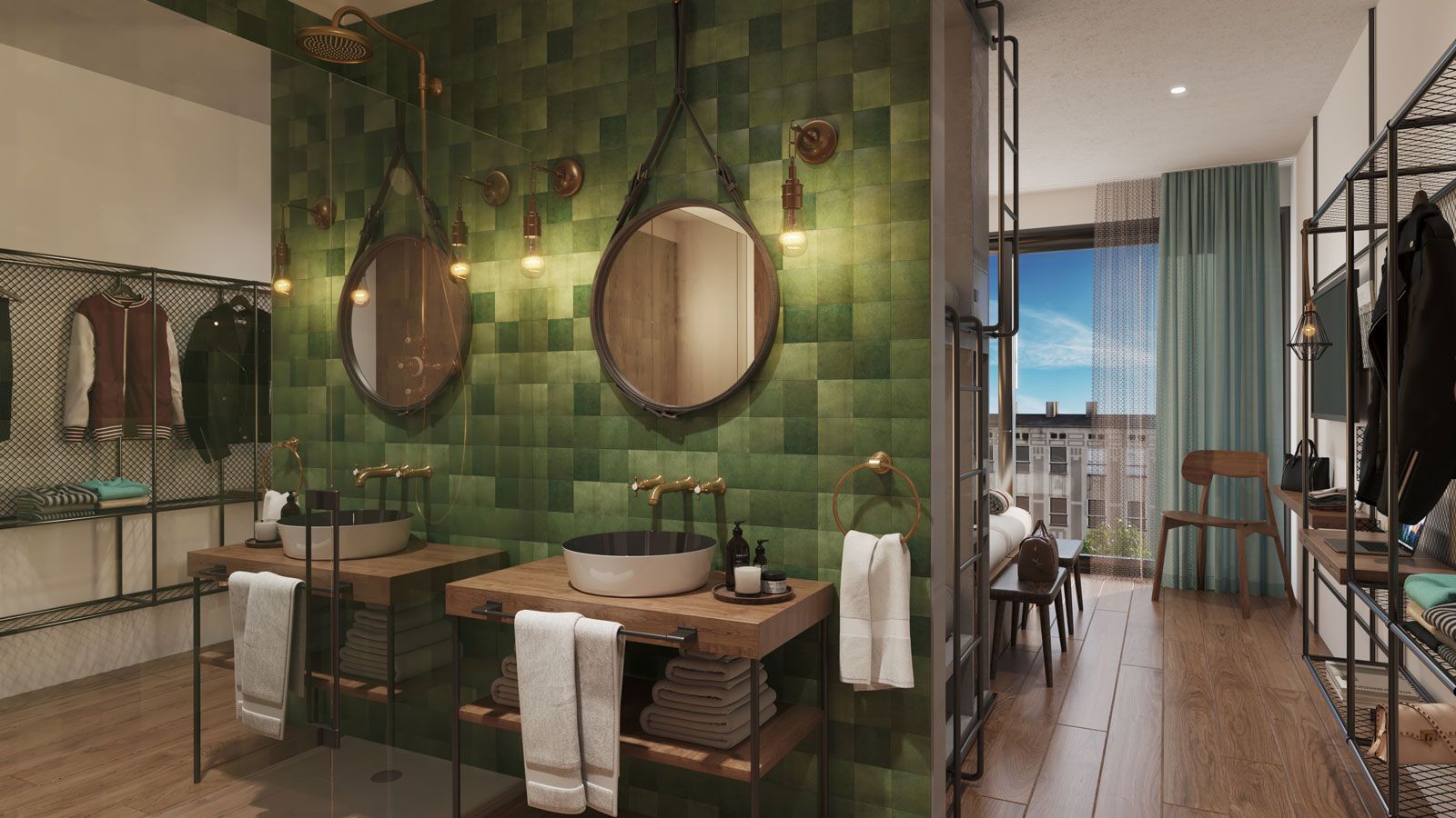 Rendering Hotelzimmer Nasszelle - Hotel Innenarchitektur Wettbewerb Luzern - Innenarchitektur Design - DOBAS AG.jpg