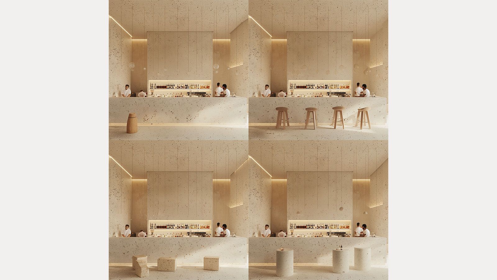This prompt did not yield anything particularly useful: «Use 2 / Vary Regions (Stools / Light / Wall right side)» © Midjourney, Inc. Bar Design 4 - Kuenstliche Intelligenz Innenarchitekt - Innenarchitektur Design - DOBAS AG © Midjourney.jpg