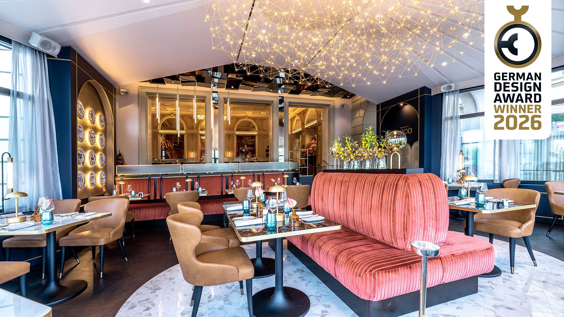 Restaurant Brasserie VICO 2 GDA Label - Hotel Schweizerhof Luzern - Innenarchitektur Design Restaurant - DOBAS AG © Elmar Laubender.jpg