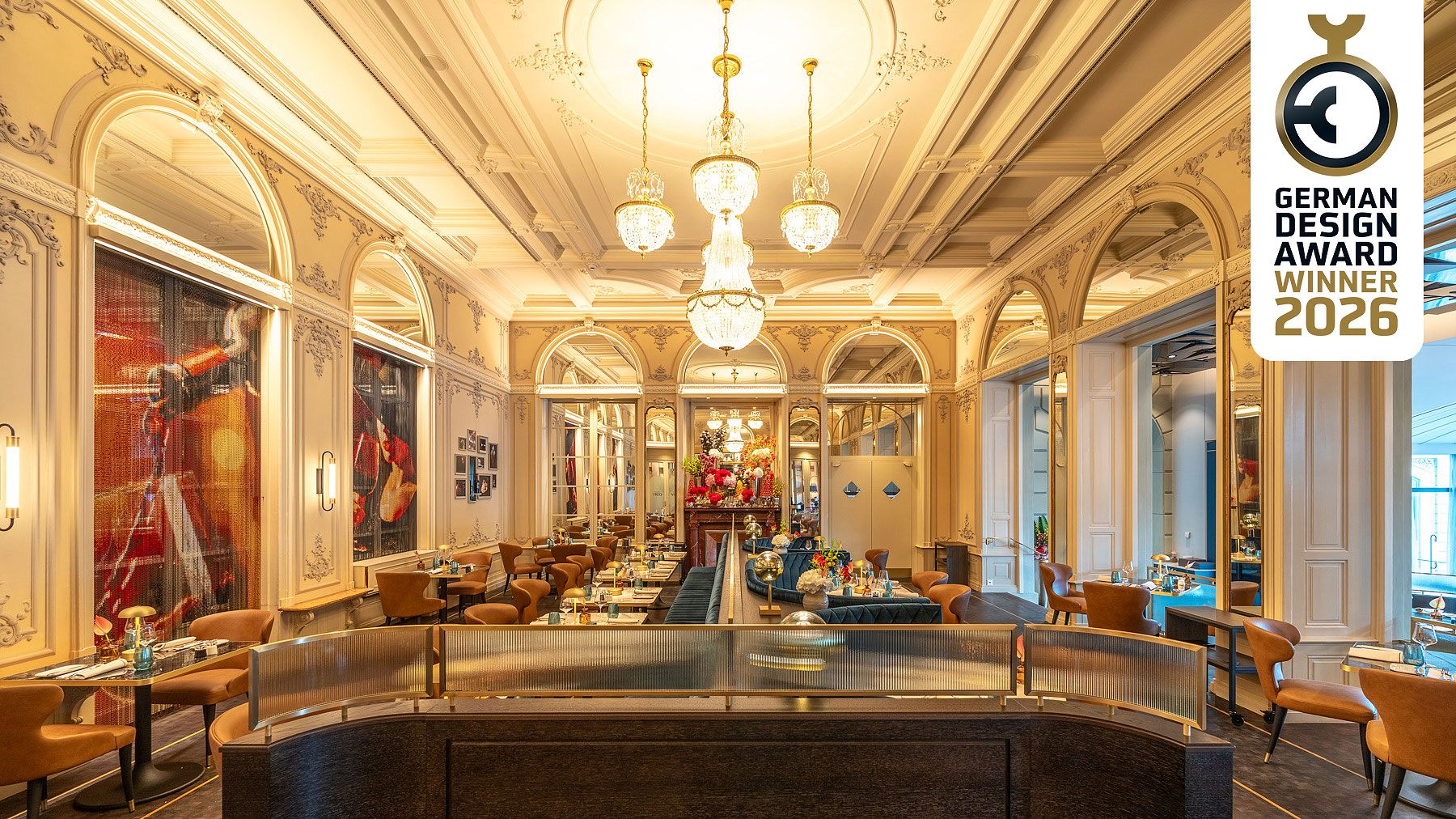 Restaurant Brasserie VICO 1 GDA Label - Hotel Schweizerhof Luzern - Innenarchitektur Design Restaurant - DOBAS AG © Elmar Laubender.jpg